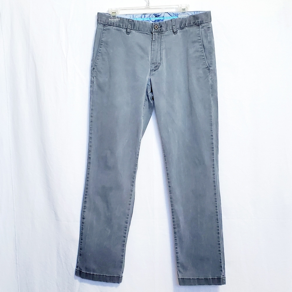 Tommy Bahama Gray Washed Cotton Blend Chinos 33 Waist